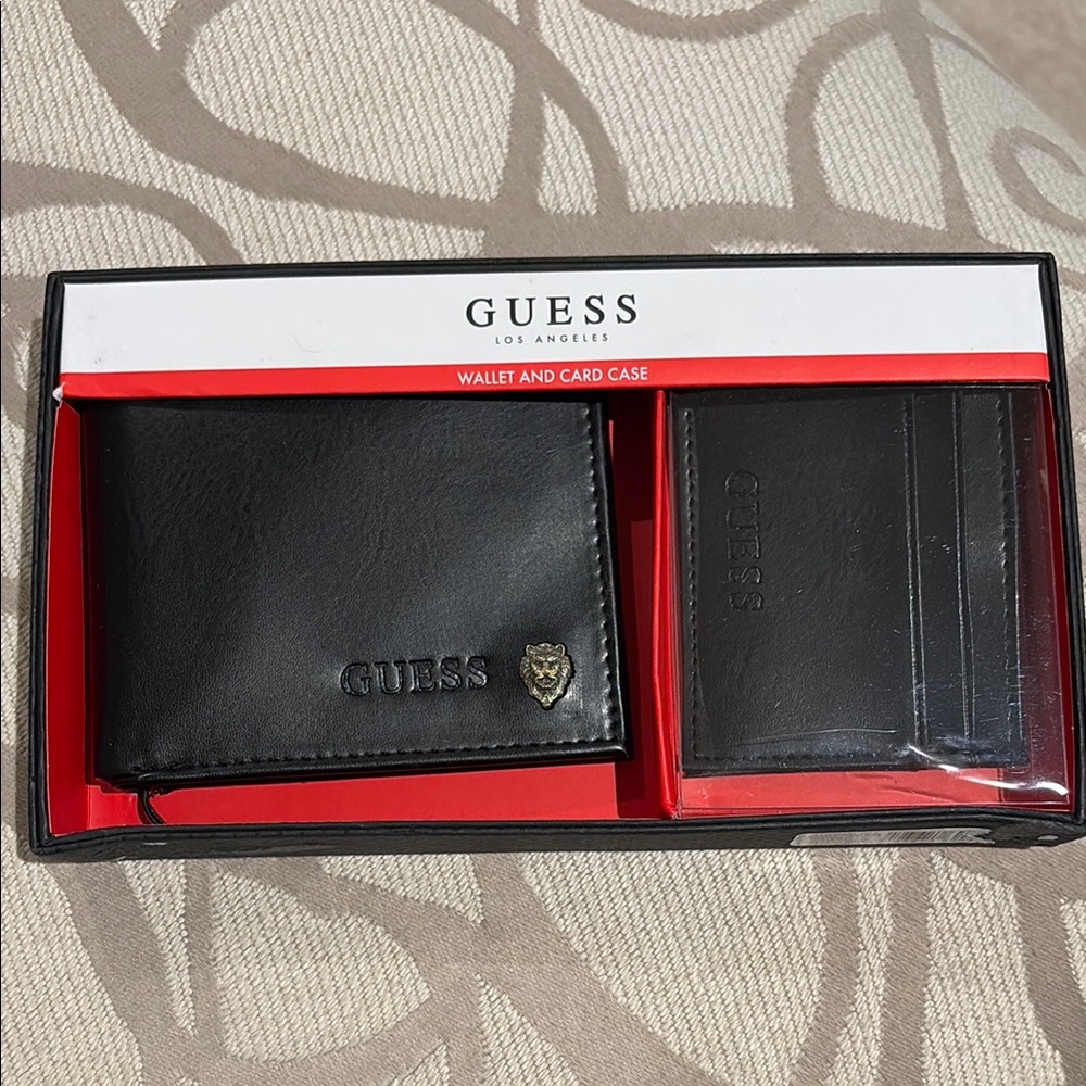 GUESS Black Wallet and Card Case Set